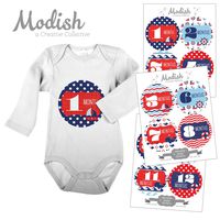 12 Monthly Baby Stickers, Nautical, Navy, Blue, Red, Boy, Girl, Gender Neutral, Baby Belly Stickers, Monthly Onesie Stickers, First Year Stickers Months 1-12, Chevron, Sail Boat, Anchor, Ocean Waves, Whale, Baby Boy, Baby Girl, Gender Neutral