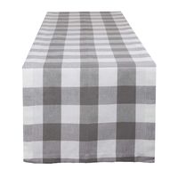 DII Buffalo Check Tabletop Collection, Table Runner, 14x108, Gray & White