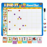 Learn & Climb Toddler Chore Chart - 63 Behavioral Chores as Potty Train, Behavior & More. "Thick Magnetic" Reward Chart Board/Tasks-for Multiple Kids