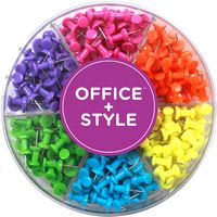 Decorative Multi-Colored Push Pins for Home & Office, Six Colors for Different Projects in Reusable Organizing Container, 240 Pieces, by Office Style