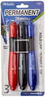 BAZIC Asst. Color Bullet Tip Jumbo Permanent Marker w/ Grip (3/Pk)