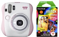 Fujifilm Instax Mini 26 + Rainbow Film Bundle - Pink/White