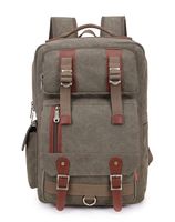 Crest Design Canvas Hiking Travel Daypacks School 16 inch Laptop Backpack Rucksack 30L (Army Green)