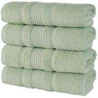 Qute Home Hand Towels - 4 Pack, (16 x 30 inches) | 100% Turkish Cotton | Super Soft Highly Absorbent | Spa & Hotel Quality Towels (Green)