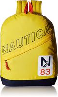 Nautica Men's Diagonal Zip Polyester Resistant Laptop Backpack, Yellow/Patch, One Size