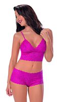 Escante Women's Lace Cami Set, Fuchsia, Large