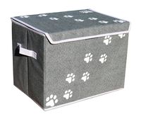 Feline Ruff Large Dog Toys Storage Box 16" x 12" Pet Toy Storage Basket with Lid. Perfect Collapsible Canvas Bin for Cat Toys and Accessories Too! (Gray)