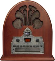 Crosley CR32D Cathedral Retro Am/FM Tabletop Radio with Bluetooth Receiver and CD Player, Paprika