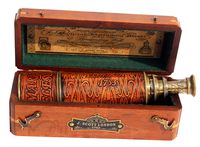 MAH 20 inch Brass Spyglass Ship Telescope Leather Bounded with Wooden Box. C-3091