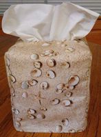 Tissue Box Cover, Square, Sea Shells on the Beach Fabric Tissue Box Cover