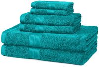 AmazonBasics 6-Piece Fade-Resistant Bath Towel Set - Teal