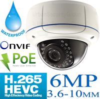 Urban Security Group 5MP @ 30FPS IMX178 H.265 IP Dome Security Camera + RCA Audio + Bracket : Motorized Auto-Focus 6MP 3.6-10mm Lens, PoE, 30x IR LEDs, Weatherproof, ONVIF 2.4 : Phone App