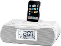 Sangean RCR-10 FM-RDS (RBDS) / AM / Aux-in Digital Tuning Atomic Clock Radio Compatible with 30 Pin iPod or iPhone (White) WITH FREE BLUETOOTH MUSIC RECEIVER