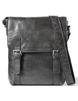 LEATHER ARCHITECT-Men's 100% Leather Cross over Messenger Bag-Black