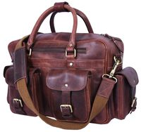 Addey Supply Company 14" Leather Messenger Bag for Laptop 14 X 4.5 X 11 inch Saddle