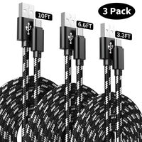 USB Type C Cable, 3 Pack (3.3/6.6/10ft) USB A to USB-C Fast Charger Nylon Braided Cord Phone Data Power Wire Compatible with Samsung Galaxy 9 8 S9 S8 S8 Plus S10,LG V30,V20,G6,Nintendo Switch