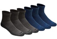Dickies Men's Dri-tech Moisture Control Quarter Socks Multipack, Mixed Denim (6 Pair), Shoe Size: 12-15