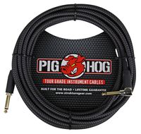 Pig Hog PC-H20BKR Right-Angle 1/4" to 1/4" Black Woven Guitar Instrument Cable, 20 Feet