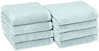 AmazonBasics Quick-Dry Hand Towels, 100% Cotton, Set of 8, Ice Blue