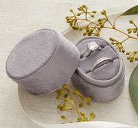 Velvet Ring Box Silver Gray, Engagement Ring Box, Ring Bearer Box, Wedding Ring Box, Wedding Photo Shoot, Engagement Photo Shoot, Bridal Gift