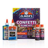 Elmer's Confetti Slime Kit | Slime Supplies Include Metallic Glue, Clear Glue, Confetti Magical Liquid Slime Activator, 4 Count