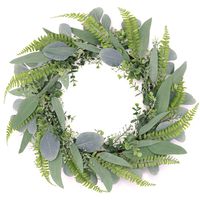 Tiny Land 18 Inch Green Eucalyptus Wreath for Front Door- Handicraft Bamboo Frame with Versatile Silk Leaves - Ideal Spring & Summer Decorating for Indoor & Outdoor Use