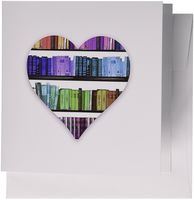 3dRose I Heart Books Love Heart Shape Containing Colorful Rainbow Bookshelf Greeting Cards, Set of 12 (gc_184865_2)