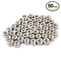 POWERTEC QLN1102 3/8"-16 Nylon Insert Lock Nut Set | 18-8 304 Stainless Steel - 50 Pack