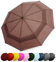 EEZ-Y Windproof Travel Umbrella - Compact Double Vented Folding Umbrella w/Auto Open and Close Button