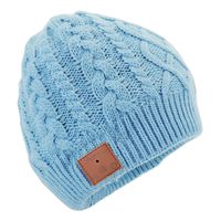 Tenergy Wireless Bluetooth Beanie Hat with Detachable Stereo Speakers & Microphone, Fleece-Lined Unisex Music Beanie for Outdoor Sports, Braid Cable Knit (Airy Blue)