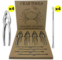 Crab And Lobster Crackers And Picks Four Guest Set - Nautical Crab Board Box Included For Smart Storage And Care