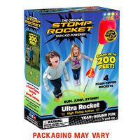 Stomp Rocket Ultra Rocket, 4 Rockets - Outdoor Rocket Toy Gift for Boys and Girls - Comes with Toy Rocket Launcher - Ages 5 Years and Up