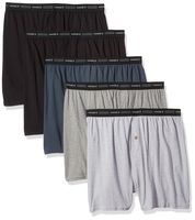 Hanes Men's 5-Pack Exposed Waistband Knit Boxers, Assorted, Medium