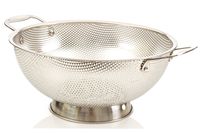 LiveFresh Stainless Steel Micro-perforated 5-Quart Colander - Professional Strainer with Heavy Duty Handles and Self-draining Solid Ring Base - Dishwasher Safe