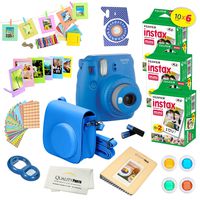 Fujifilm Instax Mini 9 Instant Camera COBALT BLUE w/ Fujifilm Instax Mini 9 Instant Films (60 Pack) + A14 Pc Deluxe Bundle For Fujifilm Instax Mini 9 Camera
