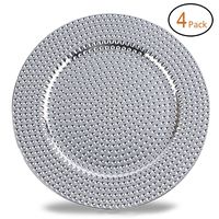 Fantastic:) Round 13 Inch Plastic Charger Plates with Eletroplating Finish (4, Hammer Silver)
