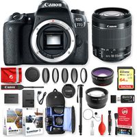 Canon EOS 77D 24.2MP 1080P DSLR Camera w/EF-S 18-55mm f/4-5.6 is STM + Sandisk 32GB Memory + Traveling Accessory Essentials Bundle (20pc)