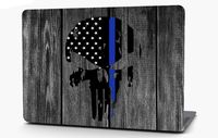 13 in (13"x9.2") Distressed Wood Punisher Thin Blue Line Vinyl Laptop Computer Skin Sticker Decal Wrap MacBook Various Sizes