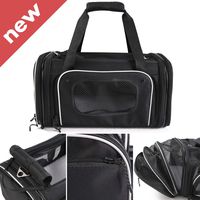 Smiling Paws Pets 4-Way Expandable Airline Approved Soft Sided Pet Carrier, Pet Travel TSA Carrier Bag for Cats, Puppy & Small Animals, Collapsible Kennel, Airplane, Car & Train Travel, 17x11x9 L/W/H