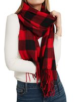 Wander Agio Women's Fashion Long Shawl Winter Warm Lattice Large Scarf Small Plaid Red Black