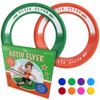 Activ Life Best Kids Ring Flyers [Green/Orange] Play Ultimate Toss Games with Friends and Family Outdoors - Indoor Gym Flying Disc Toys for Top Frisby Golf - Sports Juguetes para Niños Frisbie
