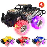 ArtCreativity Light Up Monster Truck Set for Boys and Girls Set Includes 4, 6 Inch Monster Trucks with Beautiful Flashing LED Tires - Push n Go Toy Cars Best Gift for Kids - for Ages 3+