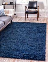 Unique Loom Solo Solid Shag Collection Modern Plush Navy Blue Area Rug (5' 0 x 8' 0)