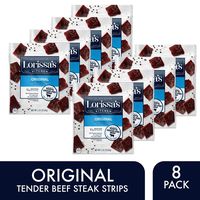 Lorissa's Kitchen Grass-Fed Premium Steak Strips, Original, 2.25 Ounce, 8 Count - 100% Grass-Fed Beef Snacks, No Added Nitrites - Keto Friendly Snacks, Gluten Free (Packaging May Vary)