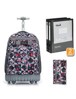 Tilami Rolling Backpack 18 inch Binder and Pencil Case Laptop Backpack, Rose
