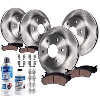 Detroit Axle - FRONT & REAR Brake Rotors & Ceramic Brake Kit Pads w/Hardware, Brake Kit Fluid & Cleaner for 2007-2016 GMC Acadia - [08-16 Buick Enclave] - 09-17 Chevy Traverse - [07-10 Saturn Outlook]