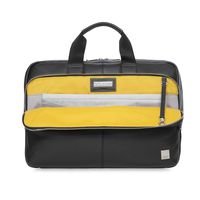 Knomo Luggage Men's Knomo Brompton Classic Newbury Full Leather Single Zip Brief 15"-Black Briefcase, One Size