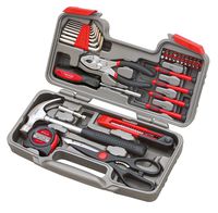 Apollo Tools DT9706 Original 39 Piece General Repair Hand Tool Set with Tool Box Storage Case,Red