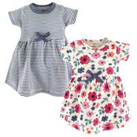Touched by Nature Girls, Toddler, and Baby Organic Cotton Short-Sleeve Dresses, Garden Floral, 4 Toddler