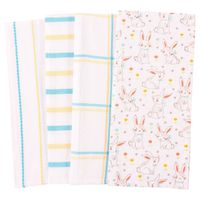 KAF Home Bloom Kitchen Holiday Dish Towel Set of 4, Cotton Rich, 18 x 28-inch (Easter Bunnies)
